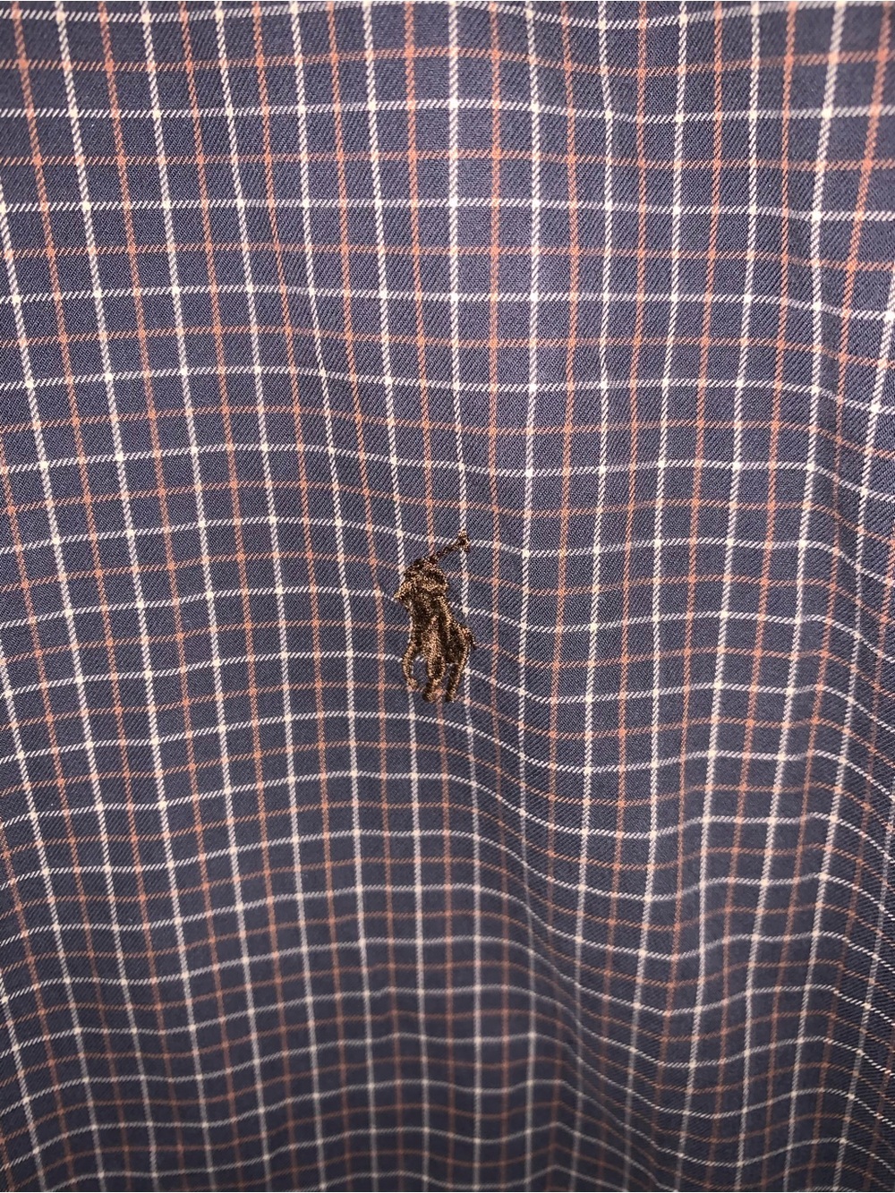 Men's Check Button-Down Shirt in Navy and tan